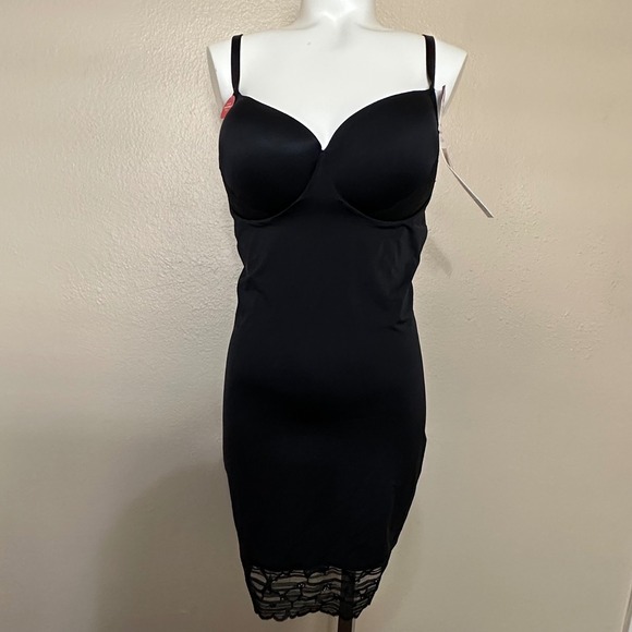 Red Hot Spanx Lace Cupped Full Slip Shaping Lingerie Dress 1X Black - Picture 1 of 4